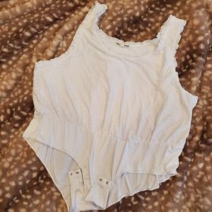 Wildflower Lined Pinhole Pattern Tank Bodysuit 3X Plus Size